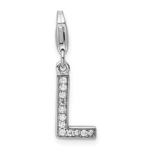 Amore La Vita Sterling Silver Rhodium-plated Polished CZ Letter L Initial Charm